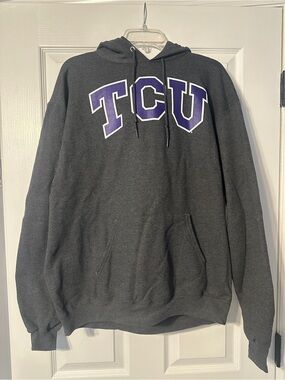 Champion Charcoal Hoodie with Purple TCU Logo